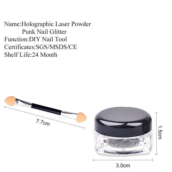 

nail glitter wholesale- 1 box pigment chrome 3d shining glitters hologram holographic1, Silver;gold