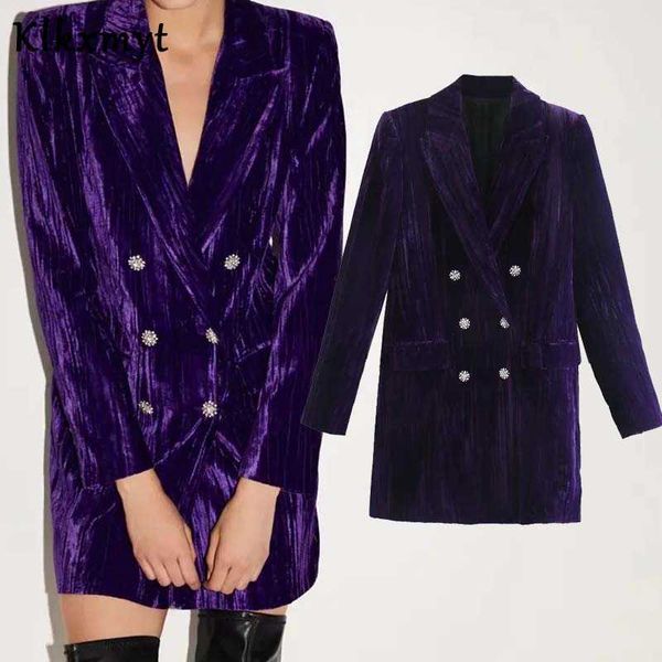 

klkxmyt suit za dress women autumn chic fashion velvet vintage long sleeve mini blazer dresses female vestidos mujer 210527, Black;gray