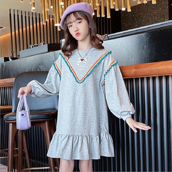 

girl's dresses girls' long-sleeved dress autumn children's clothing for 4-12 years old girls fashion princess of christmas cl, Red;yellow