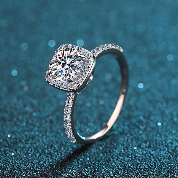 

cluster rings inbeaut 925 silver pass diamond test excellent cut 0.5-1 ct sparkling d color moissanite wedding ring for women gift, Golden;silver