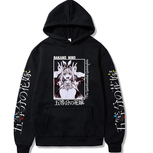 

men's hoodies & sweatshirts anime the quintessential quintuplets hoodie pullovers long sleeves fashion loose casual unisex, Black