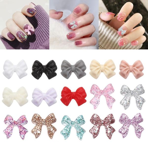 

nail art decorations 20pcs colorful 3d charm bow resin bowknots jewelry ornaments diy fashion manicure accessories, Silver;gold
