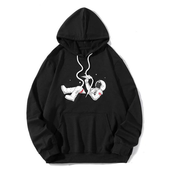 

men's hoodies & sweatshirts sweatshirt harajuku hip-hop high streetwear oversize spaceman printed loose hooded pullover sweater for mal, Black