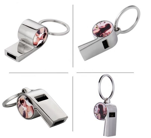 Multipurpose DIY Keychain Favor Odiamento de Emergência Keyring Zinco Sublimação Sublimação Sobrevivência Assobios Ao Ar Livre Portátil Sports Fontes Mini Bag Ornaments Bagagem