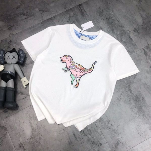 

design clothing dinosaur t-shirt couple half direct spray printing short sleeve simple fashion leisure korean version factory, White