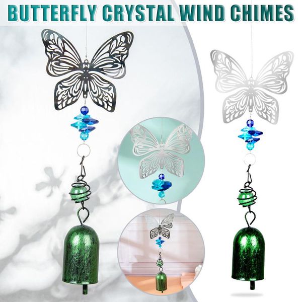 

decorative objects & figurines 2021 butterfly iron crystal pendant home bell wind chime diy bead living room bedroom window decoration