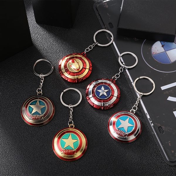 

wholesale key chain hero metal rotating shield keyring alliance film peripheral gift pendant, Silver