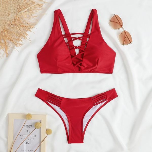 

women's swimwear red bikini 2021 swimsuit push up set bathing suit women solid color bikinis biquini beachwear swimsuits, White;black