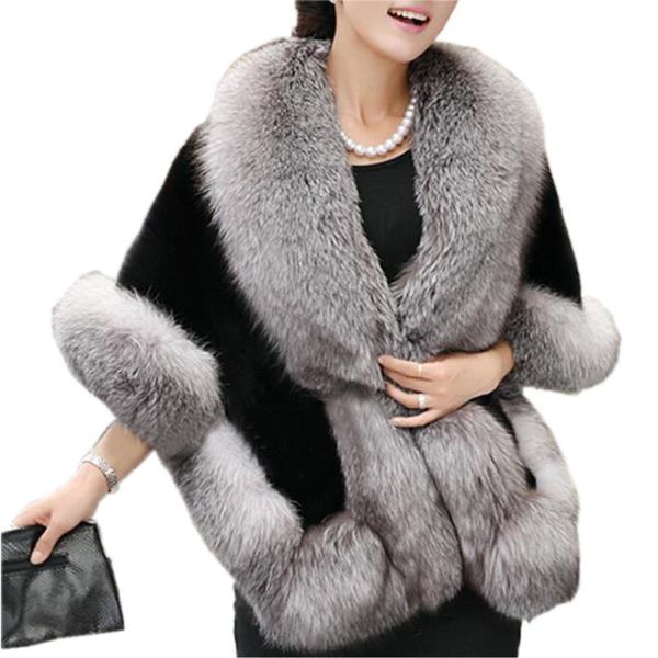 

wraps & jackets 2021 womens faux fur coat cape fall winter warm wedding bolero shawl thermal bridal shrugs black ivory color, White