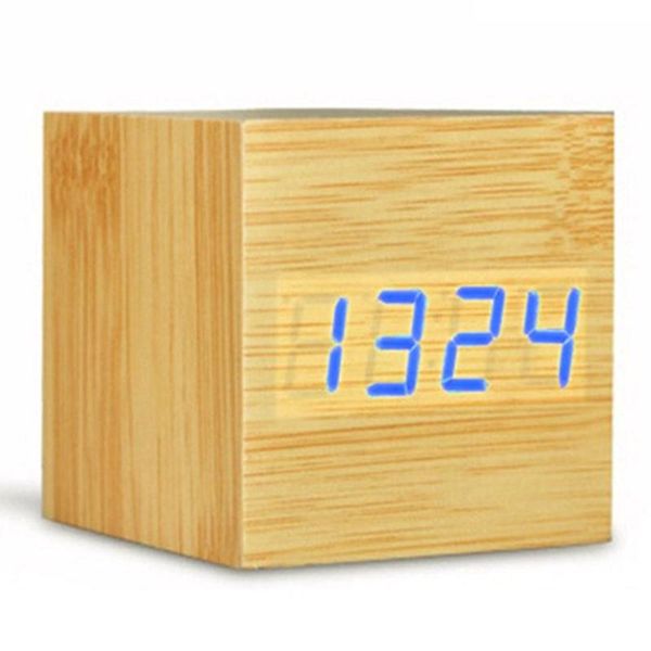 

other clocks & accessories alarm clock led wooden watch table voice control digital wood despertador usb/ powered electronic desktop