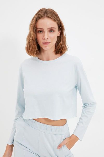 

women's t-shirt trendyol 100 organic cotton crop knitted twoaw22ts0134, White