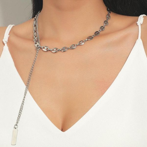 

chains hip hop coffee bean necklaces pig nose punk necklace, Silver