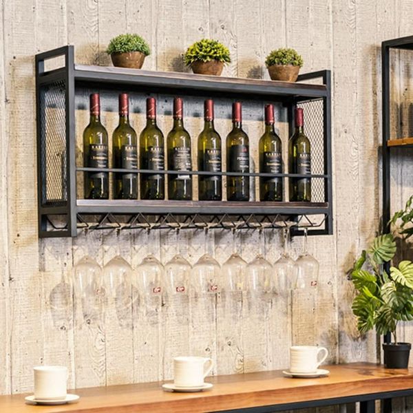 

tablewine racks strong wall hanging rack shelf display iron wood holder goblet