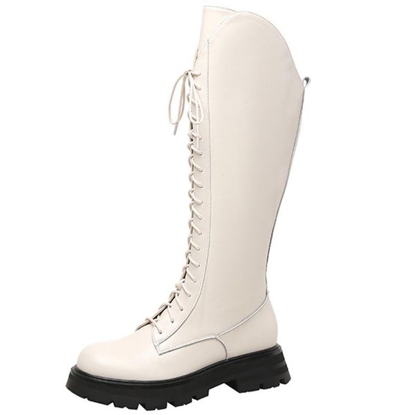 

boots 2021 autumn winter leather warm women knee-length knight fashion irregular low-heel comfortable outdoor high, Black