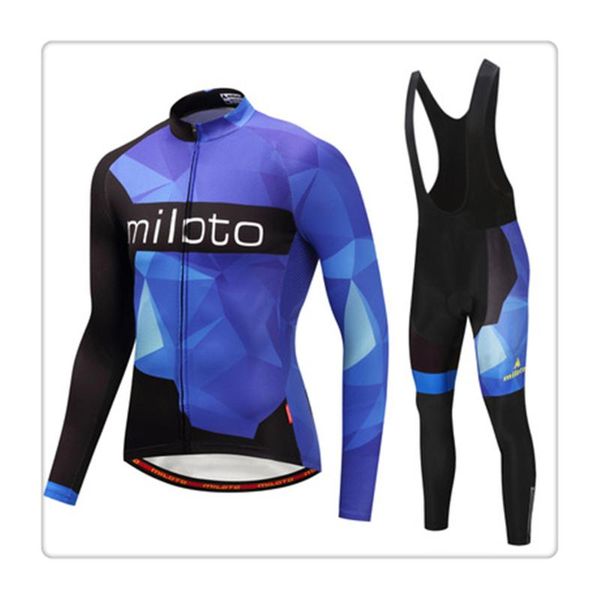 

racing sets winter long sleeve cycling culotte ciclismo hombre mtb bisiklet maillot polyester soft breathable gel pad triathlon limited, Black;blue