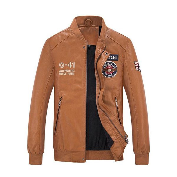 

racing jackets pu leather men's jacket retro short windbreaker motorcycle korean fashion embroidered baseball uniform, Black;red