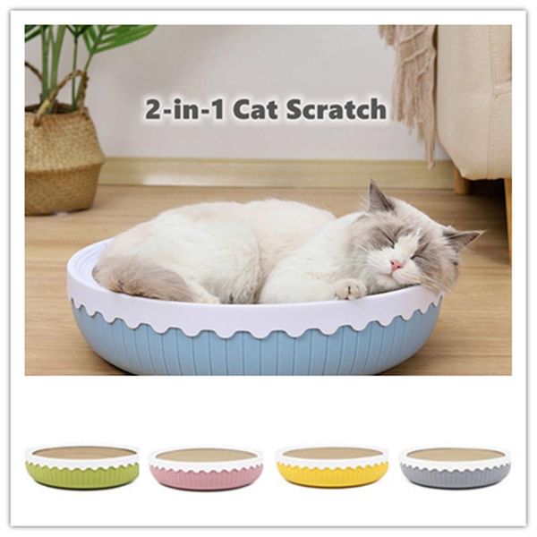 

cat beds & furniture scratcher litter pad sleeping pad, plastic shell, corrugated paper bowl shape, cats can play and sleep supplies