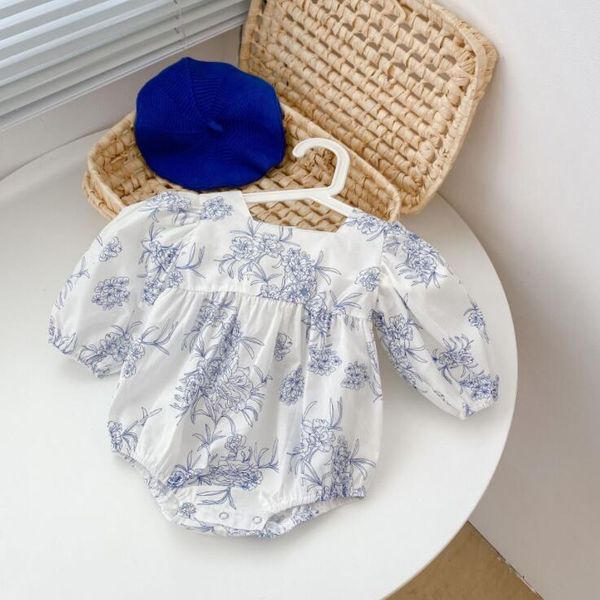 

rompers 2021 boys girls printed cotton full sleeve autumn babys jumpsuit, Blue