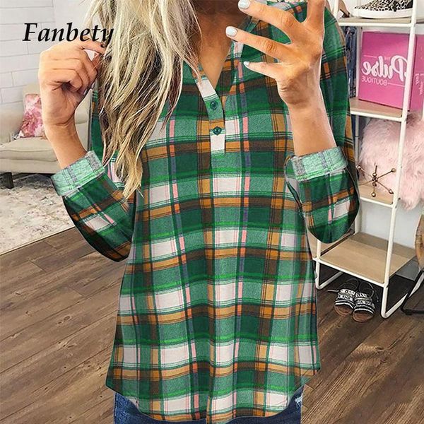 

spring autumn plaid printed blouse shirt fashion ladies stand collar shirts casual plus size button long sleeves blusas women's blouse, White