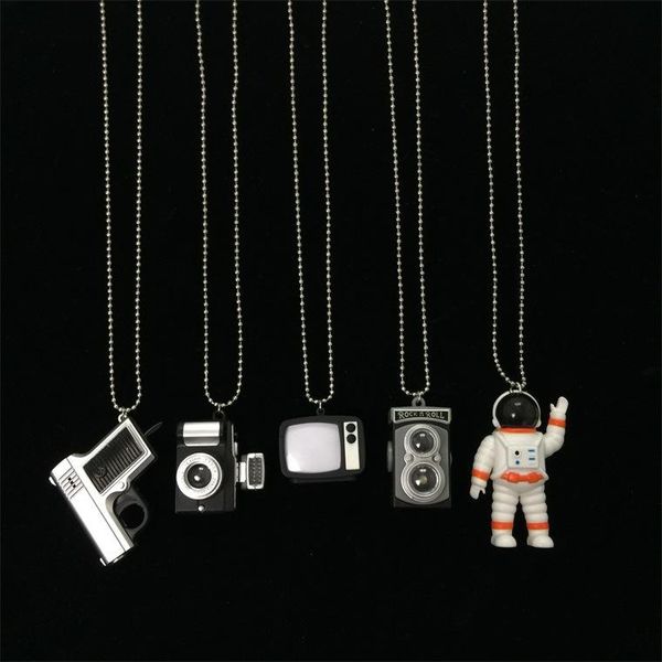 

pendant necklaces harajuku style personality trendy brand will shine necklace camera men and women retro couple jewelry, Silver