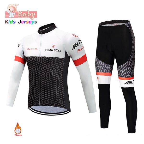 

racing sets 2021 winter fleece kids mtb cycling set boys and girls long sleeve jersey ropa ciclismo bike uniform, Black;blue