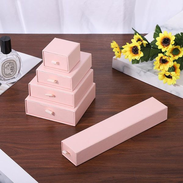 

jewelry pouches, bags pink ring boxes and packaging custom with black sponge 12pcs cardboard drawer gift box wholesale, Pink;blue