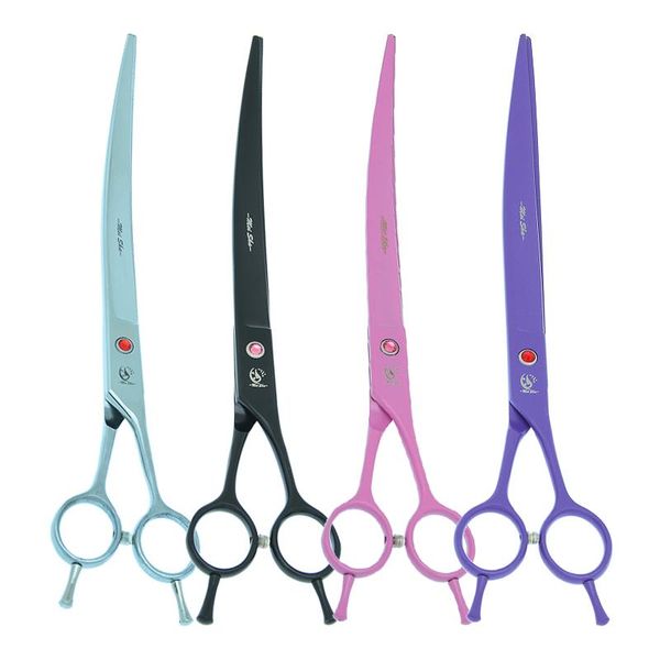 

hair scissors 9.0 inch 24cm steel 440c professional dogs cats pets shears hairdressing curved cutting animals tool b0063a
