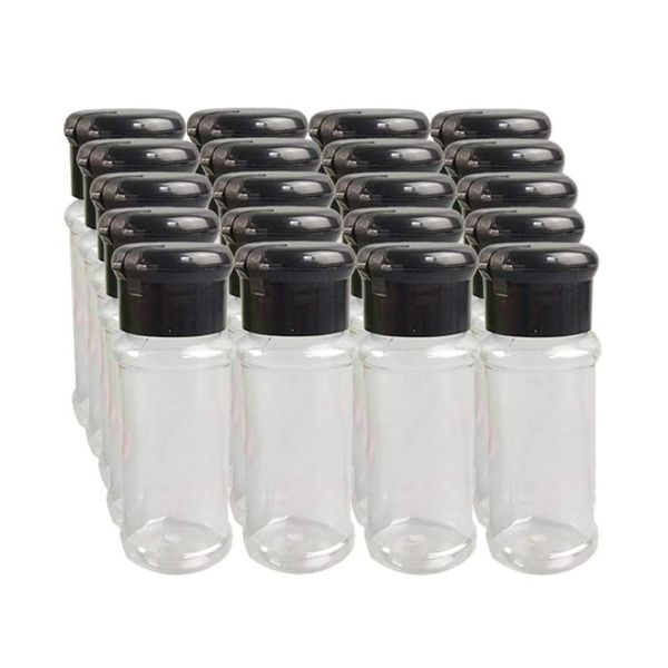 Garrafas de Armazenamento JARS 20 Pçs / Set 100ml Spice Salt Pepper Shakers Preto Tempero Frasco Pode Garrafa Barbecue Condimento Cozinha Ferramenta de Gadget