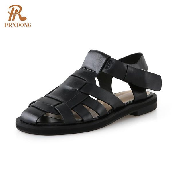 

sandals brand women fashion genuine cow leather rome shoes woman black apricot dress casual punk gladiator 39