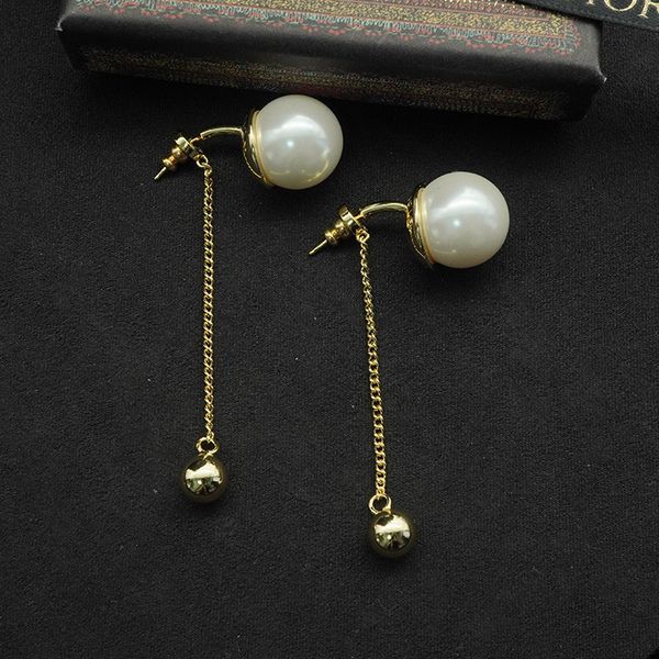 

design jewelry big pearl tassel earrings fashion women's net red same style, Silver