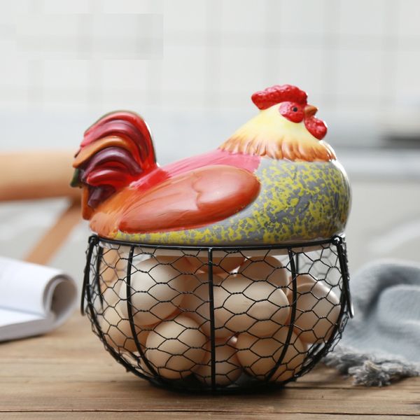 

Ceramic Egg Organizer Storage Basket Egg Basket Fruit Container Box Ceramic Wicker baskets Decorative Kitchen Basket Egg Storage