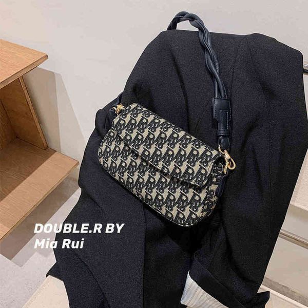 

2022 latest models handbag wholesale xiaoruiliang bag french jacquard saddle underarm stick single shoulder cross women's fashion, Black;red