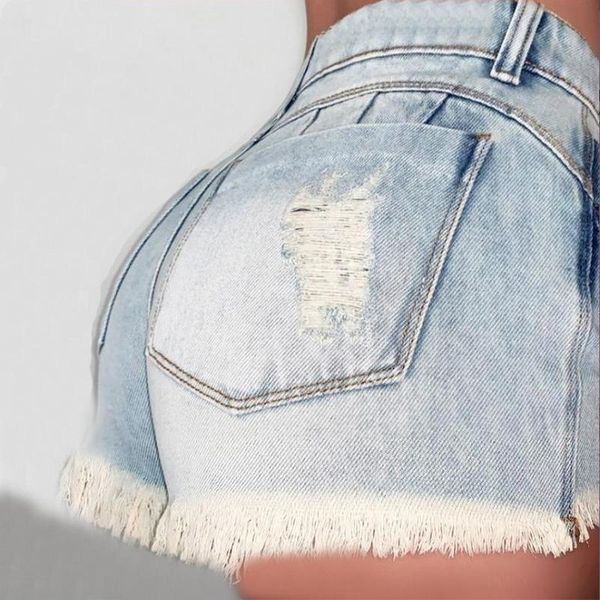 

women's jeans donsignet fashion shorts feminino edges for woman high waist ripped women, Blue