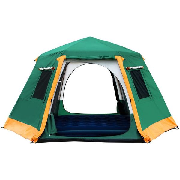 

tents and shelters ultralarge 5-8 person use double layer waterproof outdoor camping tent with snow skirt automatic windproof