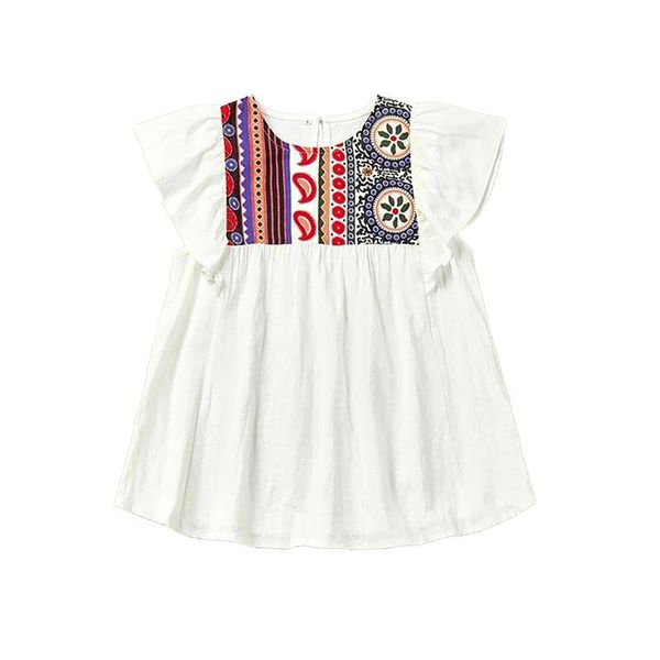 

polyester cotton patchwork women's blouses embroidery floral ethnic vintage white boho hippie blouse loose blusa feminina & shirts