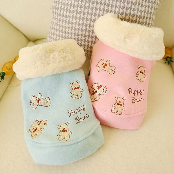 

dog apparel pet clothes winter warm jacket cute embroidered bear crap lapel coat puppy chihuahua clothing for small dogs costume