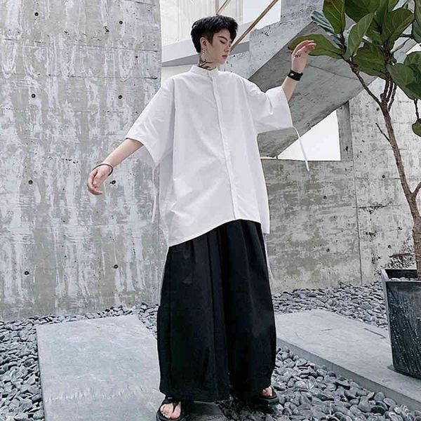 

mid sleeve drawstring solid color in fashionable men's fashions... hip turtlenecks summer decorative undershirt asymmetric. yw5c, White;black