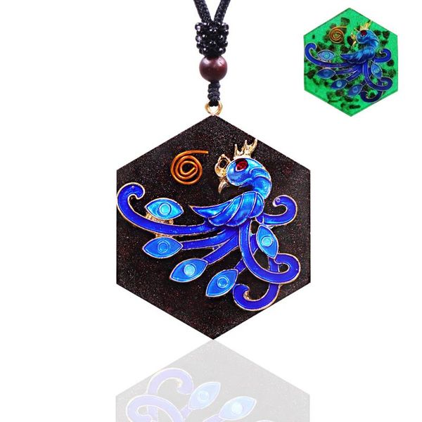 

pendant necklaces glow in the dark phoenix orgonite spiritual crystal energy necklace rising orgone, Silver