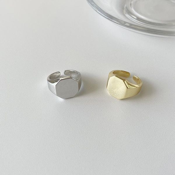 

wedding rings ins niche wind plated 18k gold face ring female simple metal jewelry wholesale, Slivery;golden