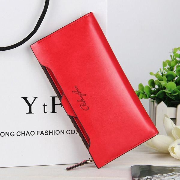 

brand long women leather clutch wallet and purse with removable card holder coin bag for woman, Red;black