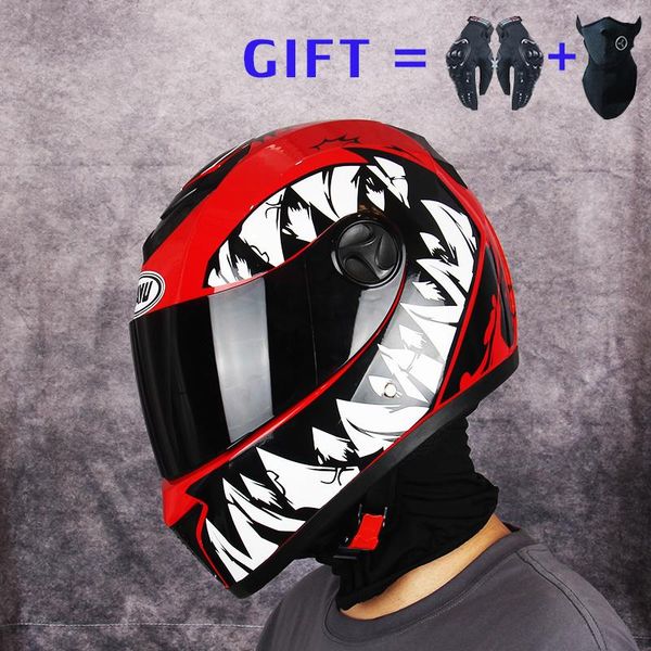 

motorcycle helmets genuine full face double visor helmet casco motorbike capacete winter warm dot approved gift