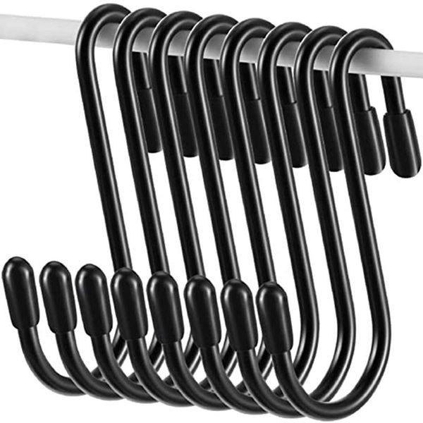 

hooks & rails sv-20pcs black s shaped hanging heavy duty hanger for kitchen bathroom bedroom office bag plants tool