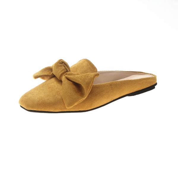 

slippers women's flat shoes women zapatos de mujer fashion butterfly-knot flock baotou half casual muller, Black