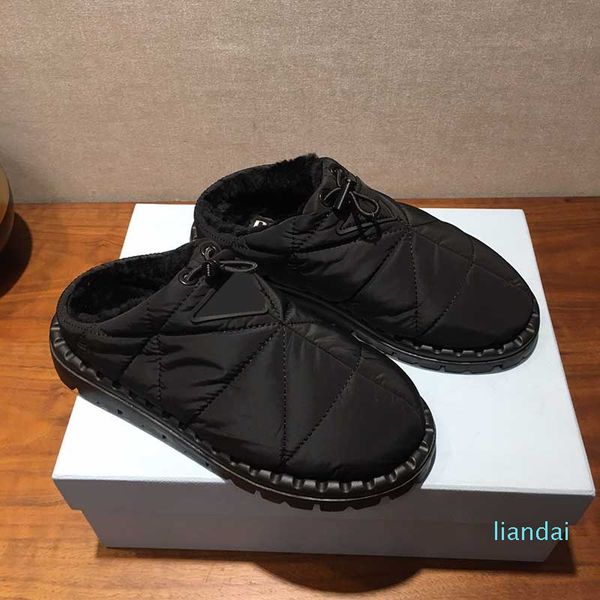 

luxury brands italy designer 90s womens fur slippers autumn and winter heel height retro flip flops sandals platform espadrilles ankle boots, Black
