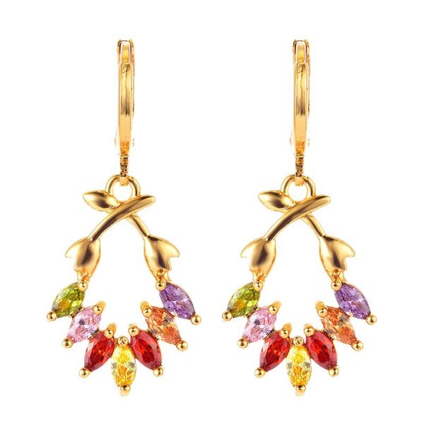 

women cz gold color earrings branch zircon drop dangle jewelry & chandelier, Silver