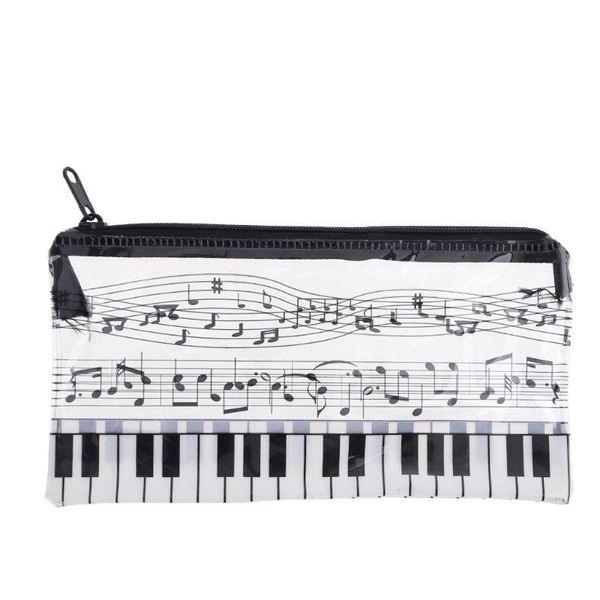 Bolsas para lápices P82F, estuche para teclado de Piano con nota musical, estuche de plástico transparente para bolígrafos, regalo para estudiantes