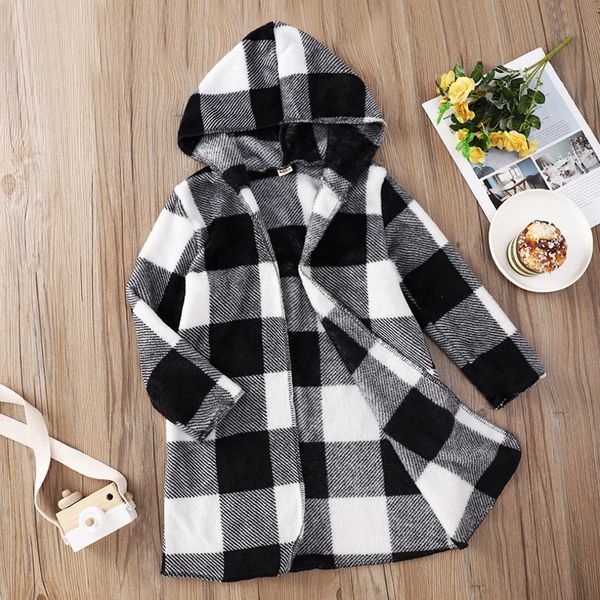 

baby boys tench coats spring autumn black and white checked long sleeve hooded middle child jacket fashion kids boy clothes outerwear, Camo