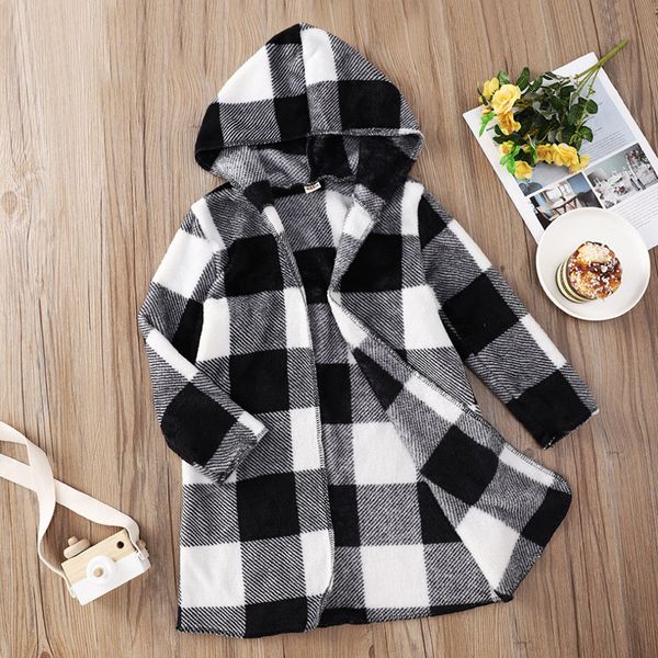 Baby Jungen Schleie Mäntel Frühling Herbst Schwarz Und Weiß Kariert Langarm Mit Kapuze Mittlere Kind Jacke Mode Kinder Jungen Kleidung oberbekleidung