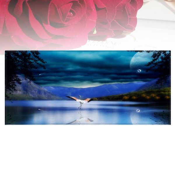 

1pc 40x60cm floor carpet flamingo on moonlit lake pattern non-slip mat for kitchen living room bathroom carpets