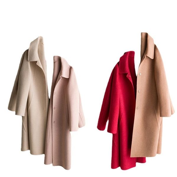 

women's wool & blends winter 100% coat women autumn long slim double-faced woolen jacket female korean clothing veste femme wpy4282, Black
